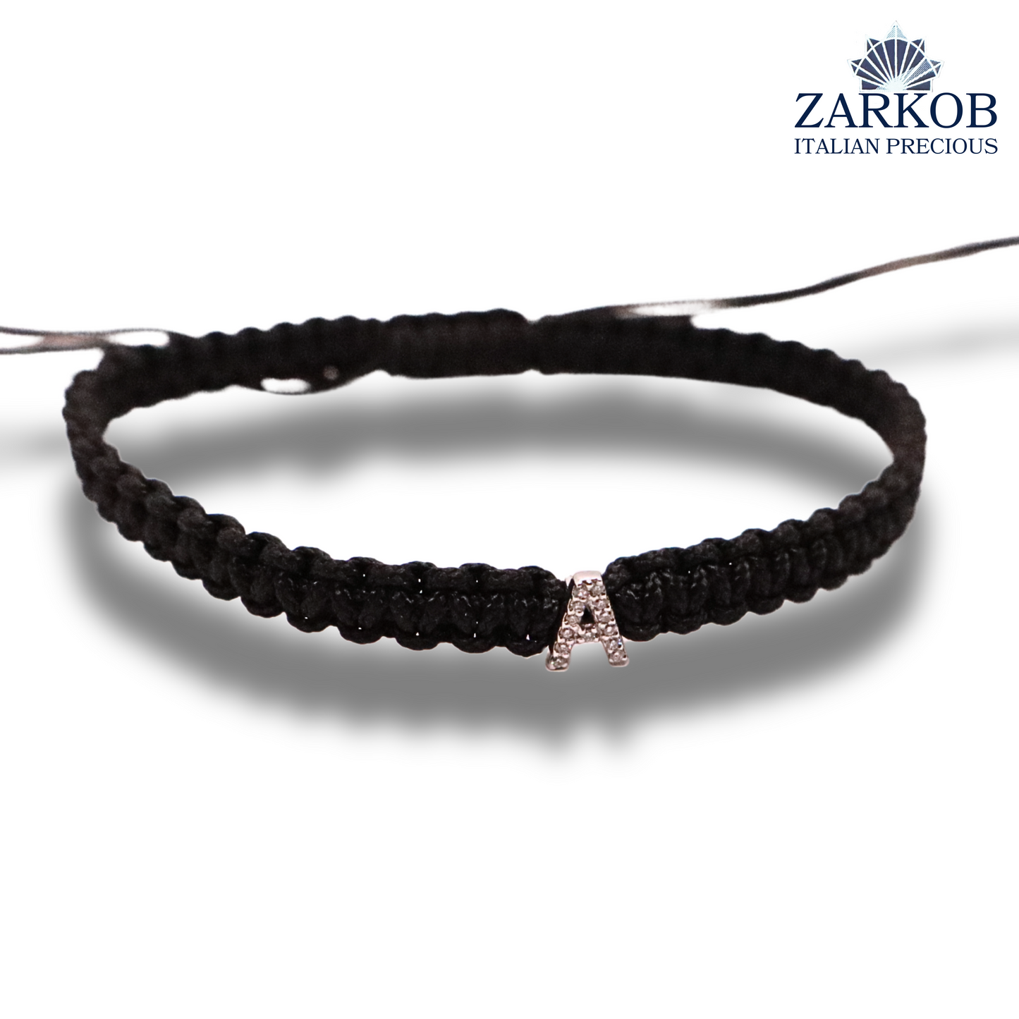Bracciale Con Lettera in Oro Bianco/Rose 750 Diamanti Bianchi/Neri Naturali ct.0,02 a 0,05