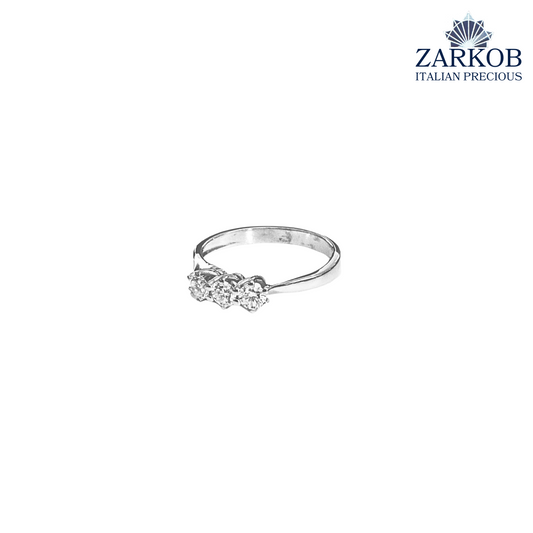 Anello Trilogy in Oro Bianco gr. 4,20 e Diamanti Naturali ct. 0,90