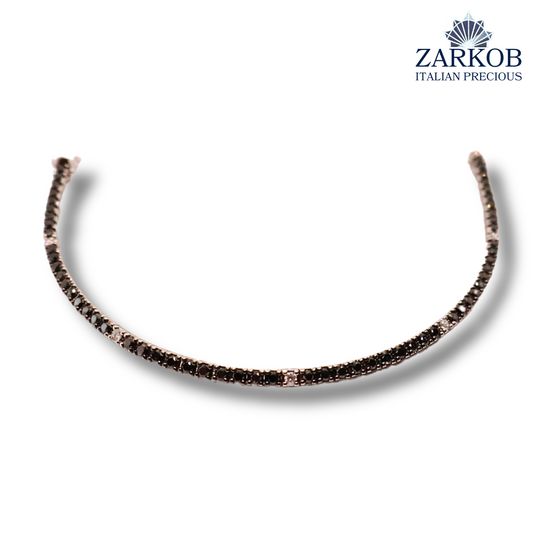 Bracciale Tennis Oro Bianco 13,5 gr e Diamanti Neri 3,84 ct alternati Diamanti Bianchi 0,35 ct