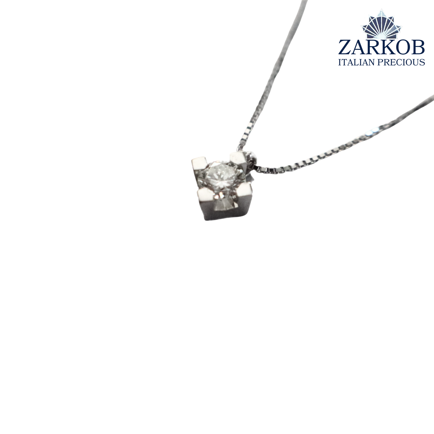 Collana Punto Luce in Oro Bianco 2,20 gr con Diamante Naturale 0,17 ct