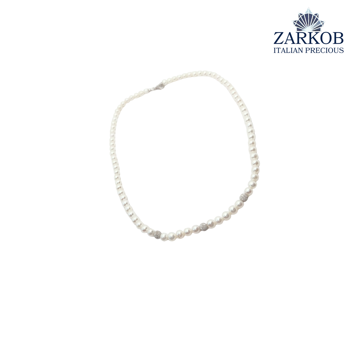 Collana Perle FW 3 Sfere Diamantate e Oro Bianco/Giallo