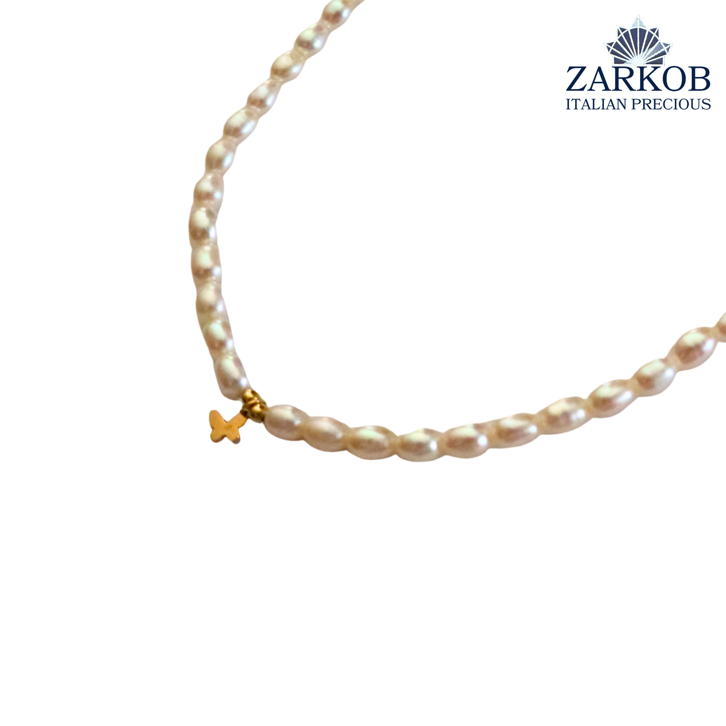 Collana Perle FW Perle Ovali Farfalla Oro 750 Elasticizzata
