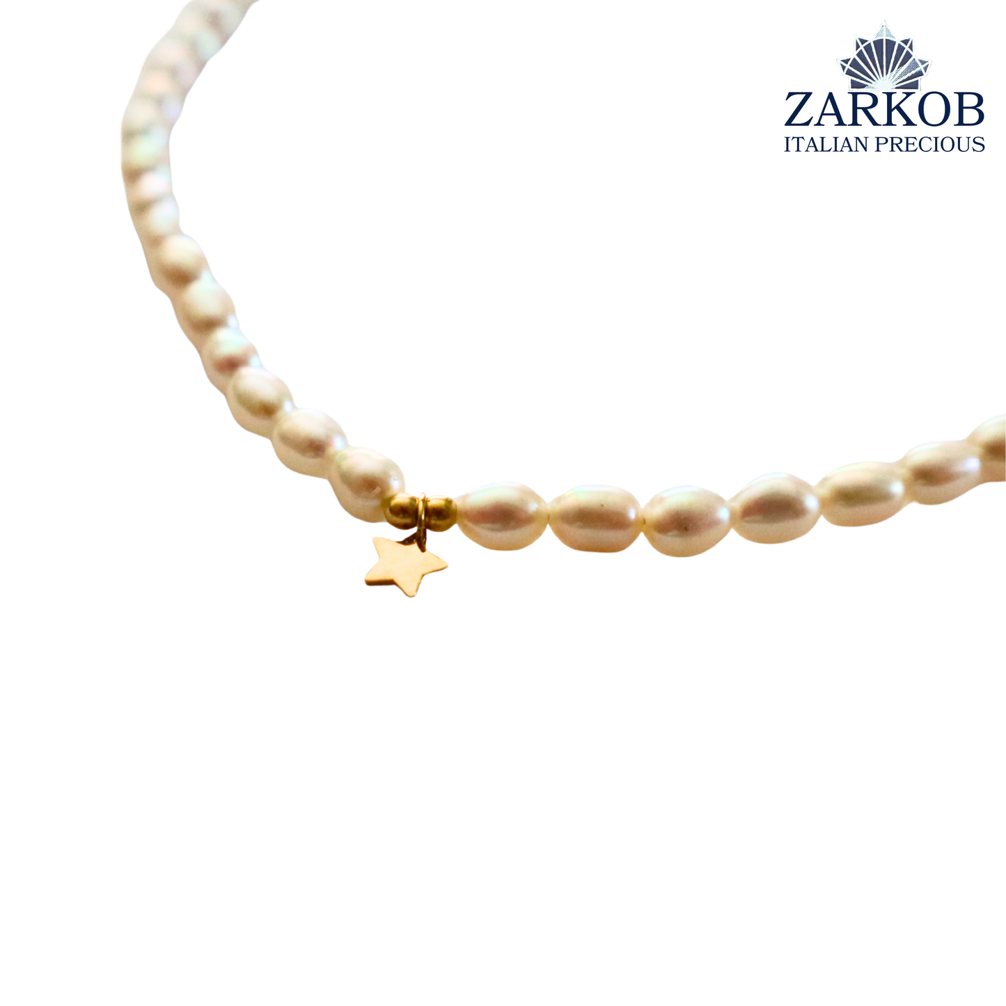 Collana Perle FW Perle Ovali Stella Oro 750 Elasticizzata