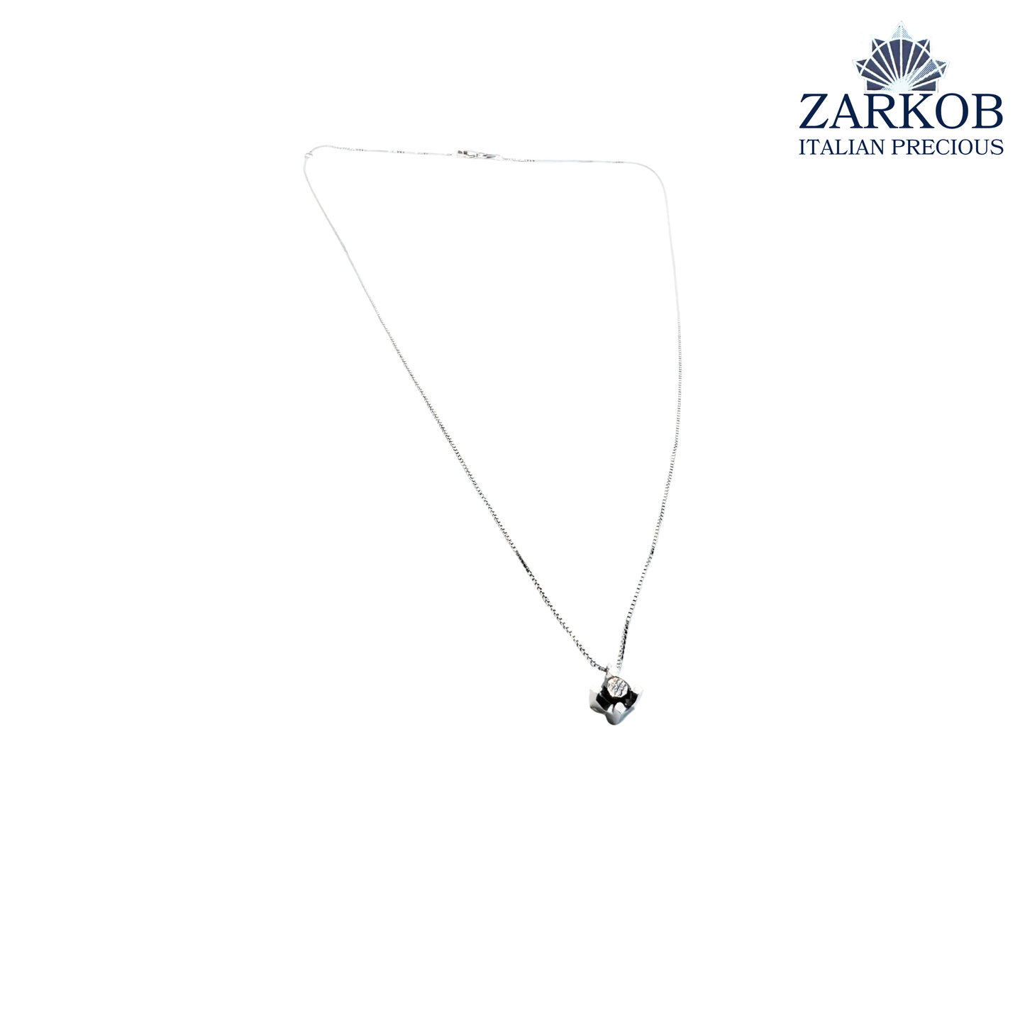 Collana Punto Luce in Oro Bianco 2,8 gr con Diamante Nero Naturale 0,30 ct