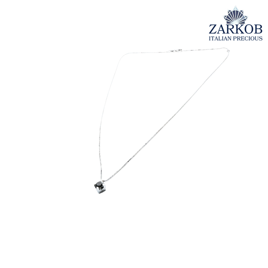 Collana Punto Luce in Oro Bianco 2,0 gr con Diamante Nero Naturale 0,15 ct