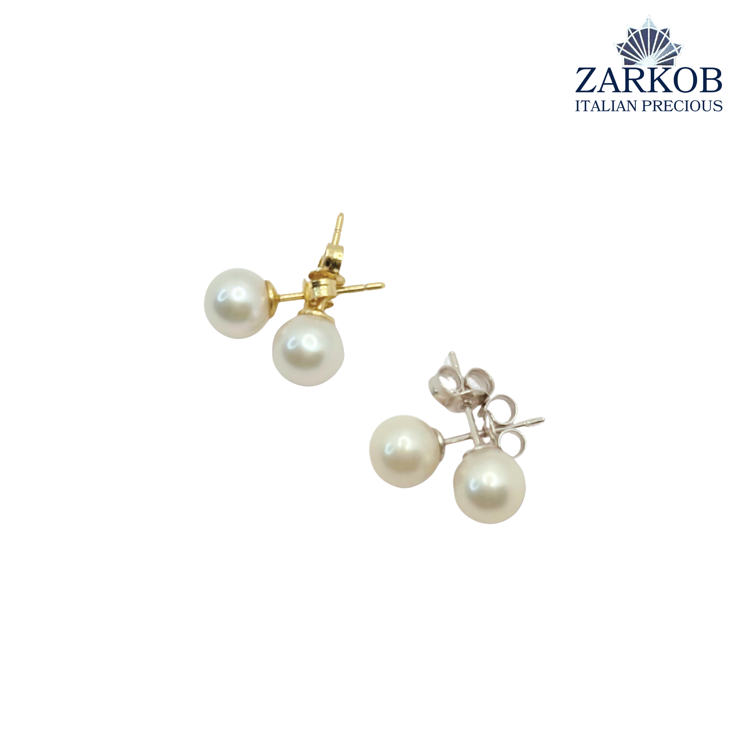 Orecchini Perle AK A Paletto e Oro Bianco/Giallo