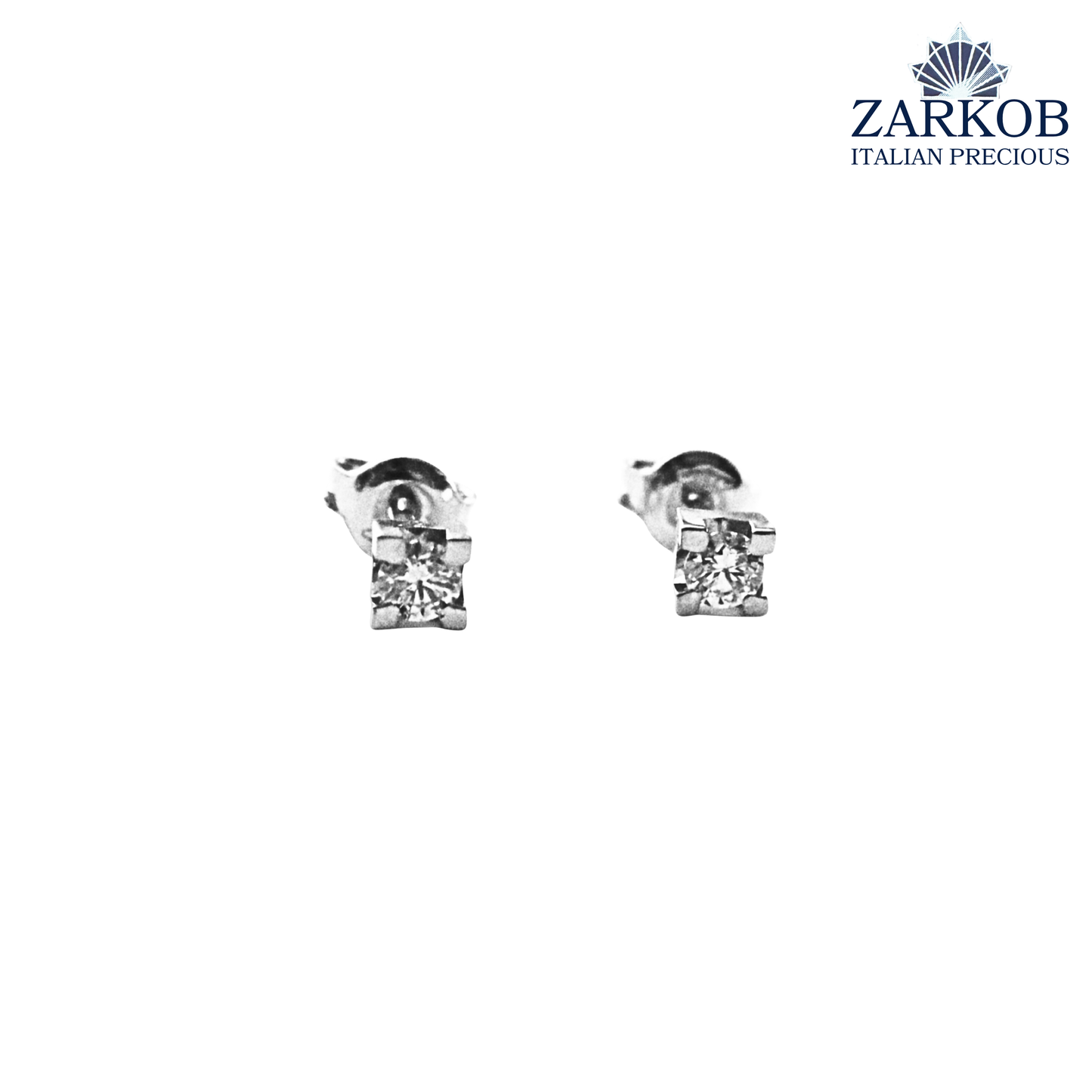 Orecchini Punto Luce Oro Bianco gr. 3,20 e Diamanti Naturali ct. 0,80