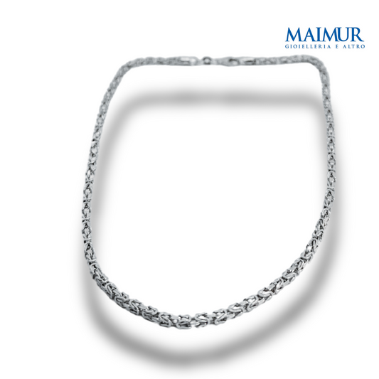 Collana Uomo Maglia Bizantina in Argento Rodiato Cap