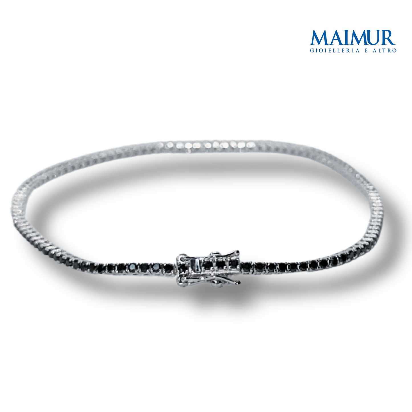 Bracciale Tennis Oro Bianco 6,25 gr e Diamanti Neri 1,85ct Castone a filo