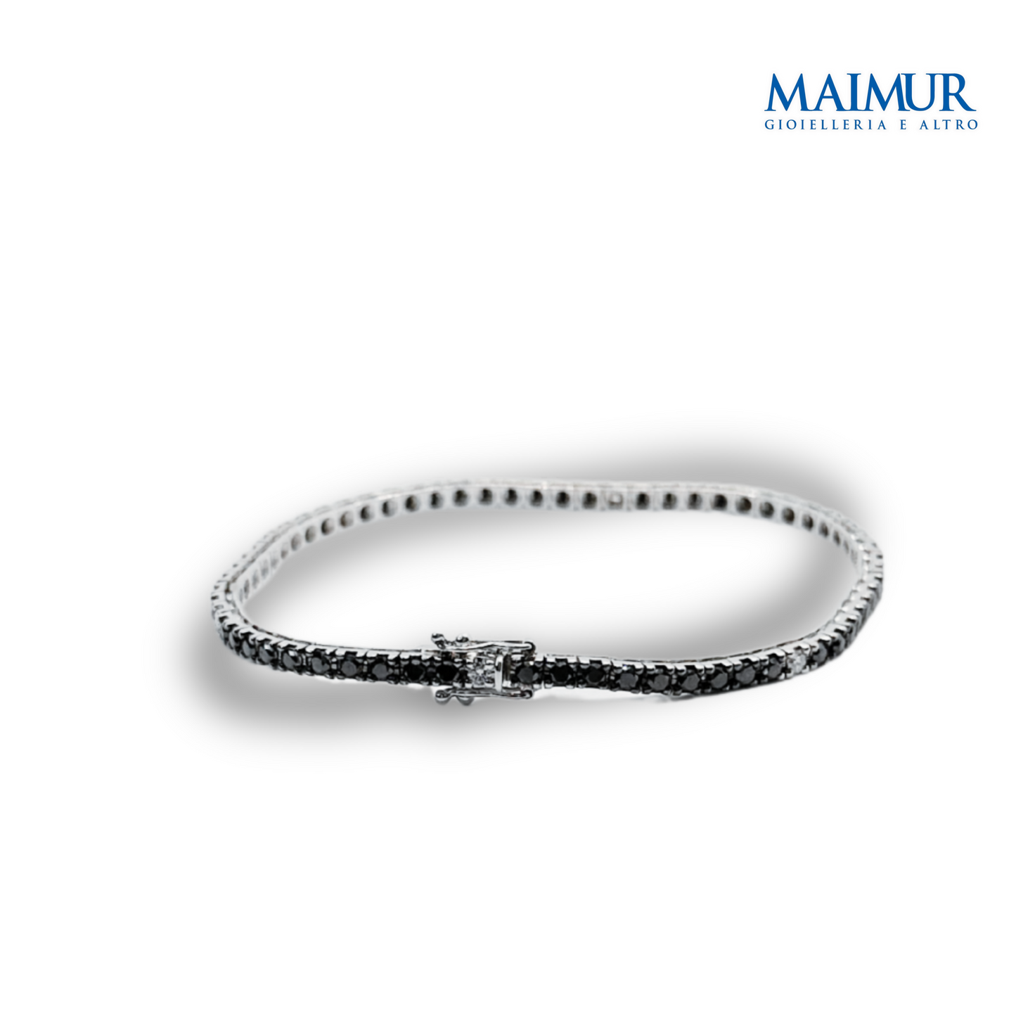 Bracciale Tennis Oro Bianco 13,5 gr e Diamanti Neri 3,84 ct alternati Diamanti Bianchi 0,35 ct
