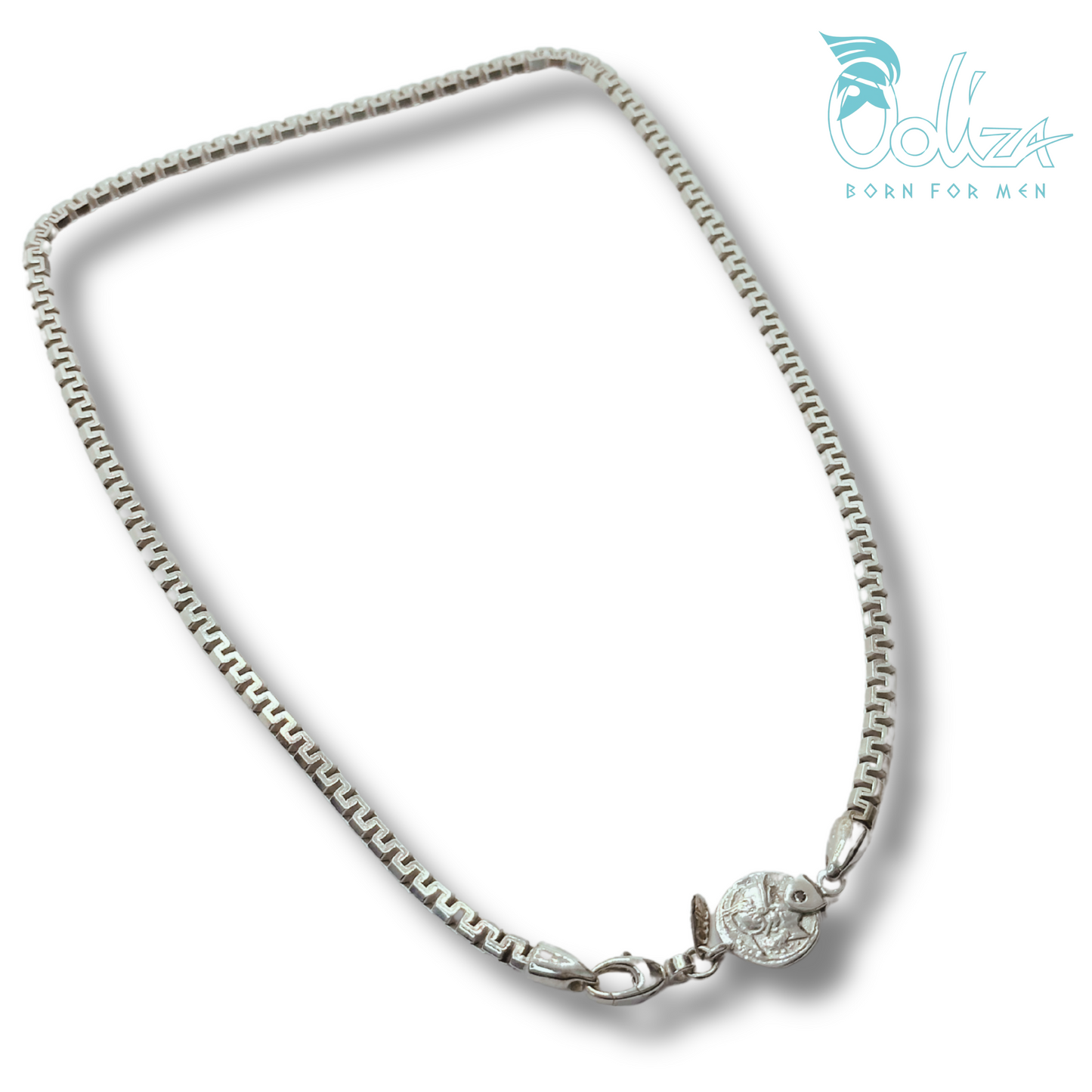 Collana Greca e Diamanti Neri con Medaglia Φ