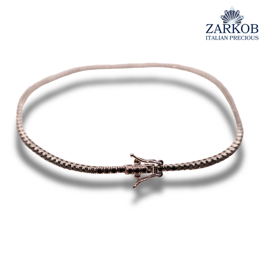Bracciale Tennis Oro Bianco 6,25 gr e Diamanti Neri 1,85ct Castone a filo