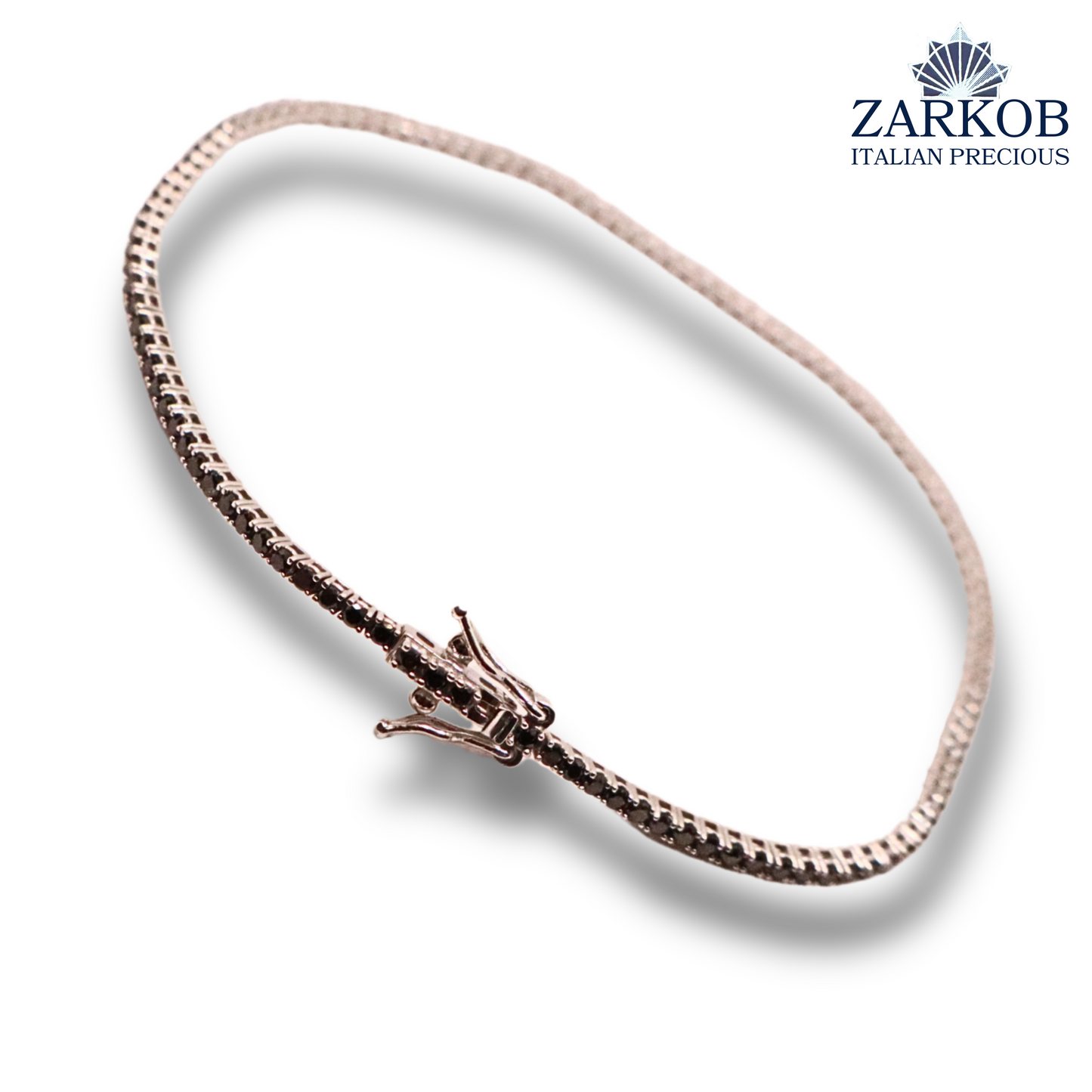 Bracciale Tennis Oro Bianco 6,25 gr e Diamanti Neri 1,85ct Castone a filo