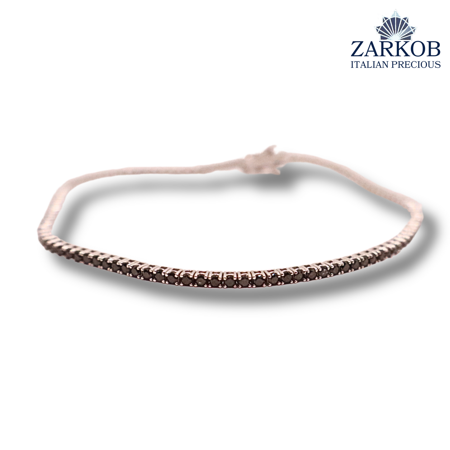 Bracciale Tennis Oro Bianco 6,25 gr e Diamanti Neri 1,85ct Castone a filo