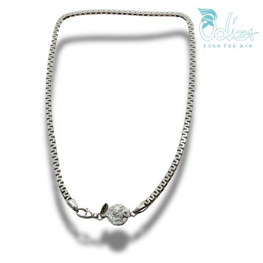 Collana Greca e Diamanti Neri con Medaglia Φ