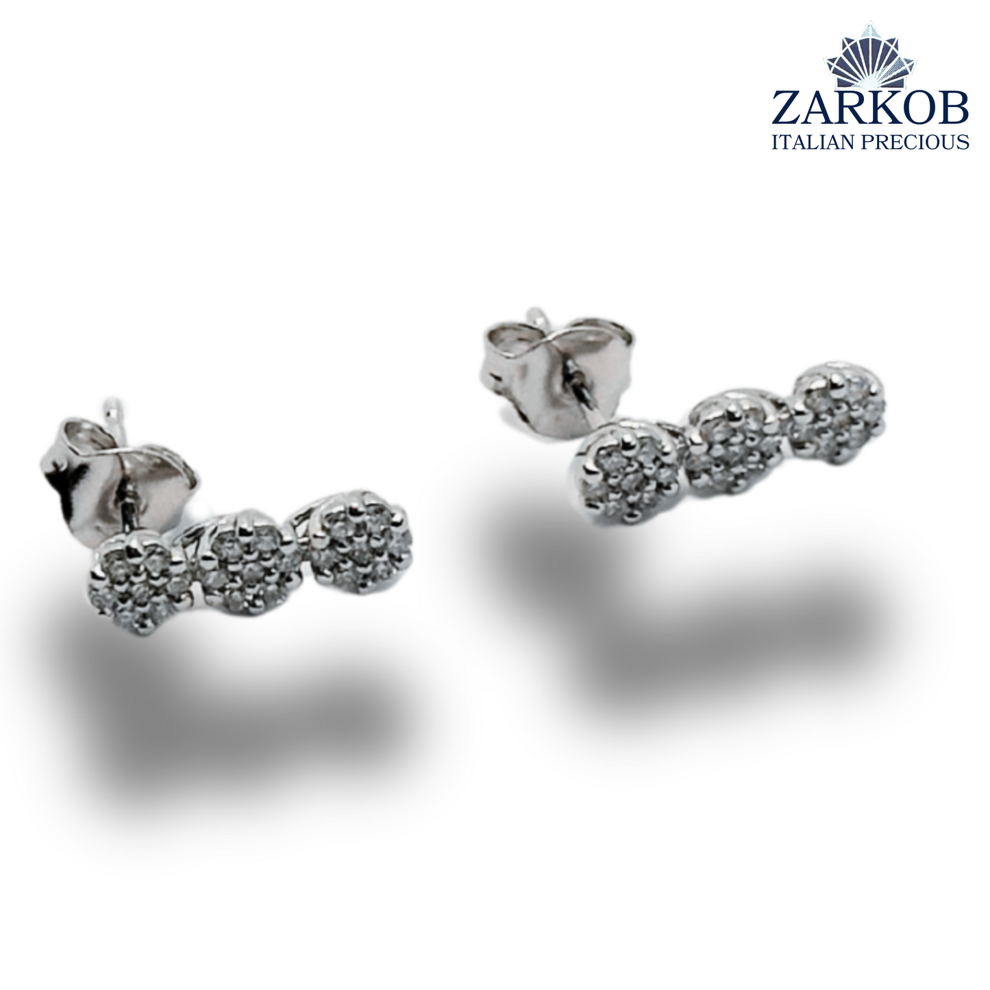 Orecchini Trilogy Oro Bianco 1,8 gr. e Diamanti Naturali ct. 0,24