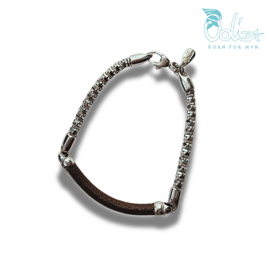 Bracciale Cuoio Romana Rodio/Brunito
