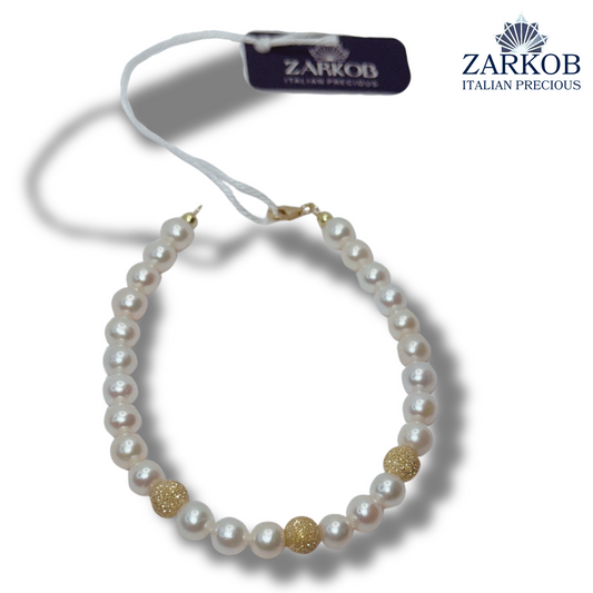 Bracciale Perle FW 3 Sfere Diamantate e Oro Bianco/Giallo