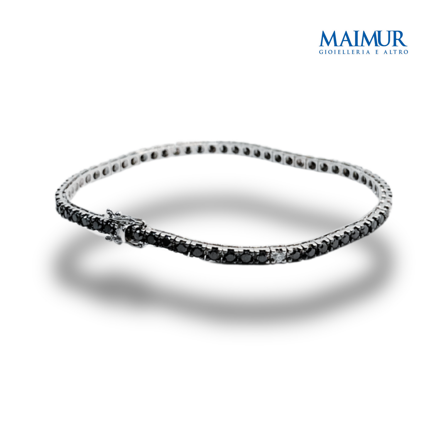 Bracciale Tennis Oro Bianco 13,5 gr e Diamanti Neri 3,84 ct alternati Diamanti Bianchi 0,35 ct