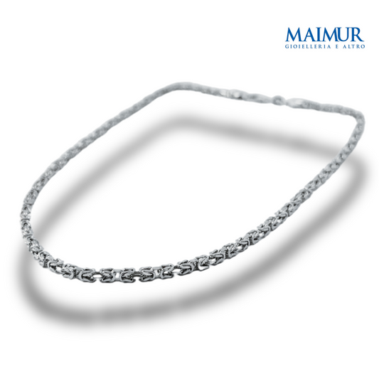 Collana Uomo Maglia Bizantina in Argento Rodiato Mic