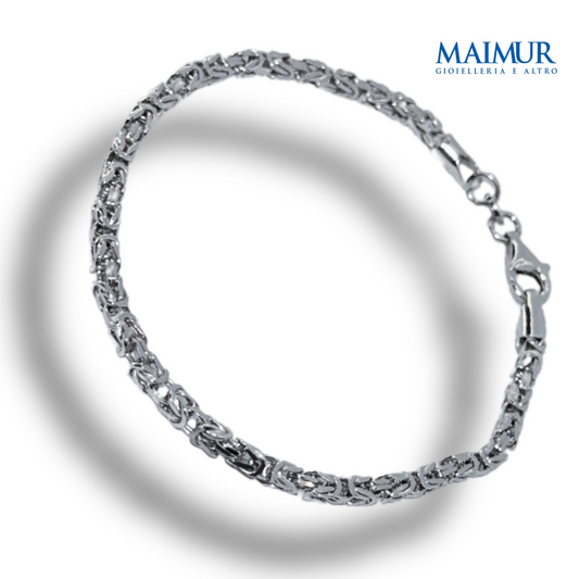 Bracciale Uomo in Argento Rodiato Maglia Bizantina Cap
