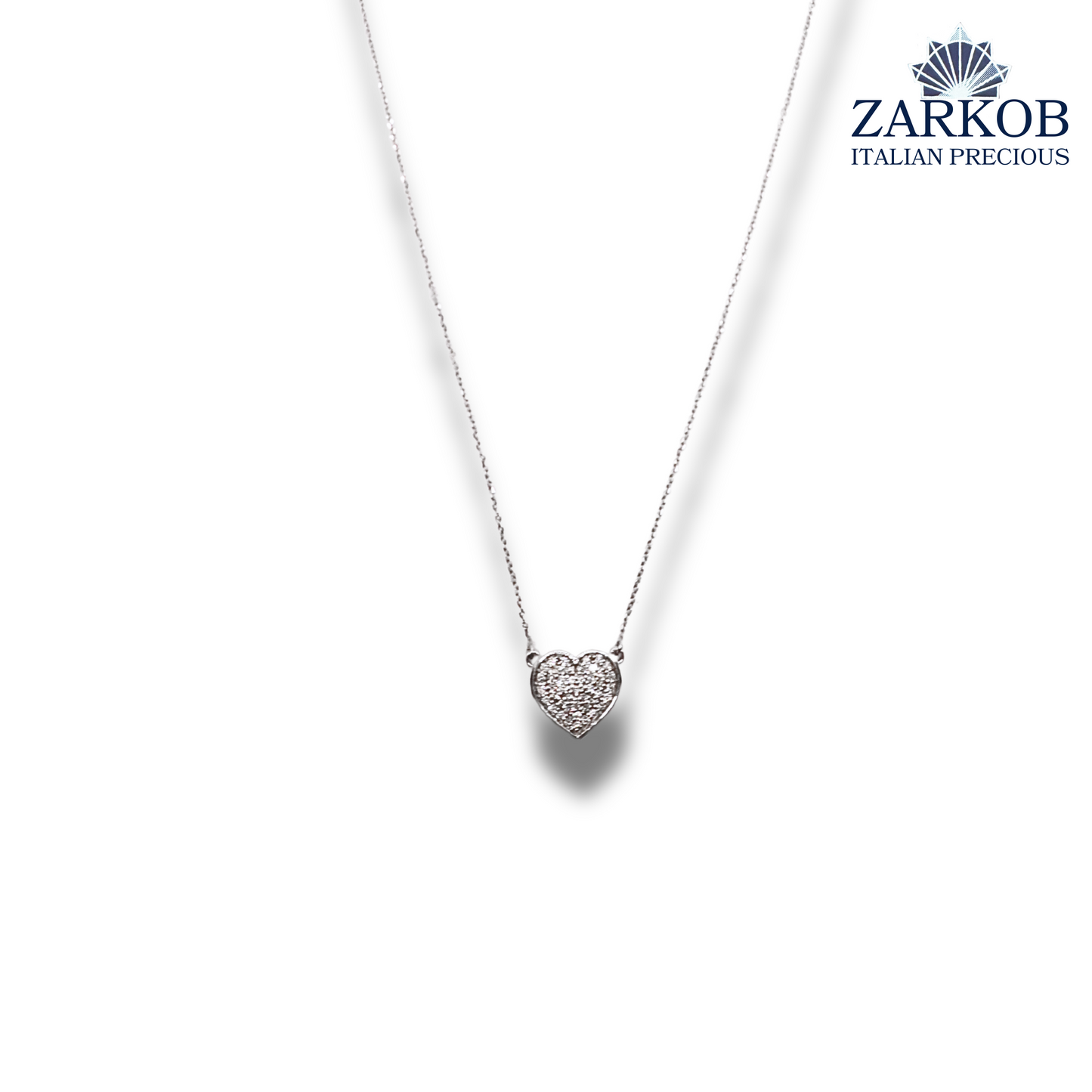 Collana Cuore Oro Bianco gr 2,40 Diamanti Bianchi Naturali 0,17 ct.