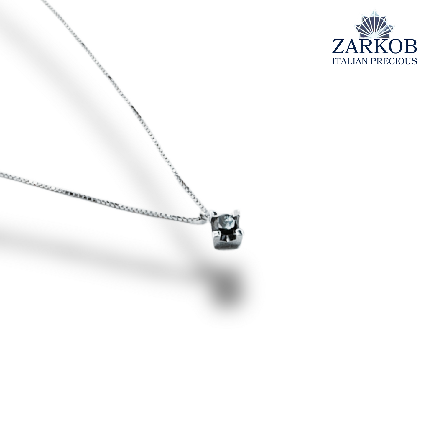 Collana Punto Luce in Oro Bianco 2,3 gr con Diamante Nero Naturale 0,20 ct