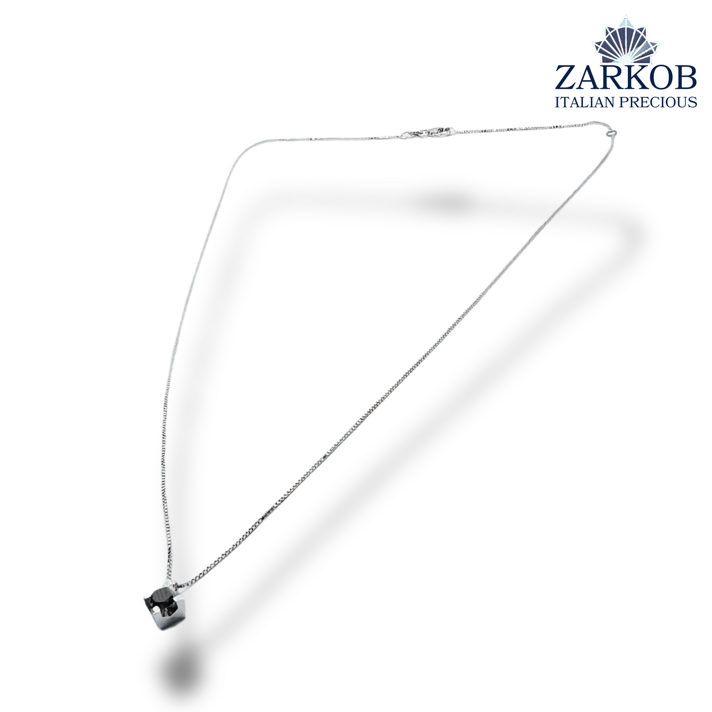 Collana Punto Luce in Oro Bianco 2,3 gr con Diamante Nero Naturale 0,20 ct
