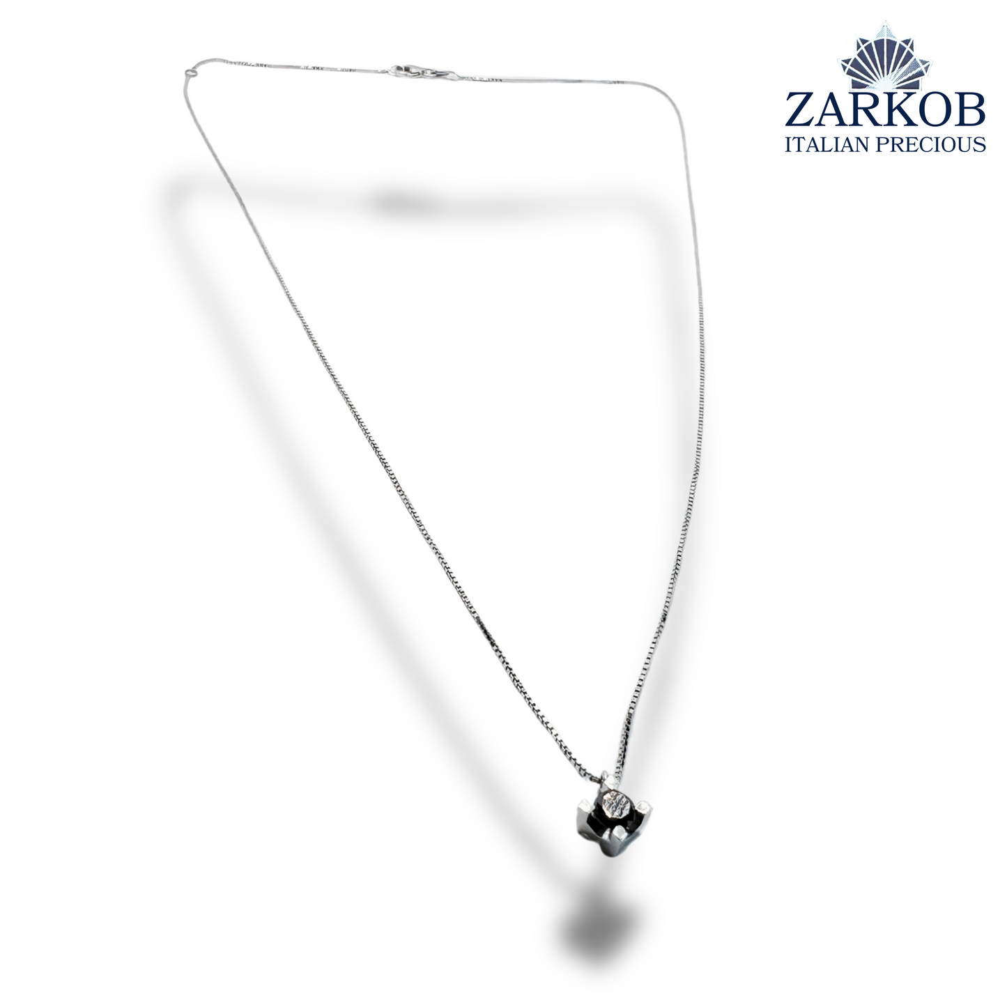 Collana Punto Luce in Oro Bianco 2,3 gr con Diamante Nero Naturale 0,20 ct