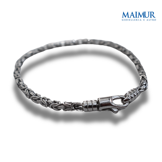 Bracciale Uomo in Argento Rodiato Maglia Bizantina Mic
