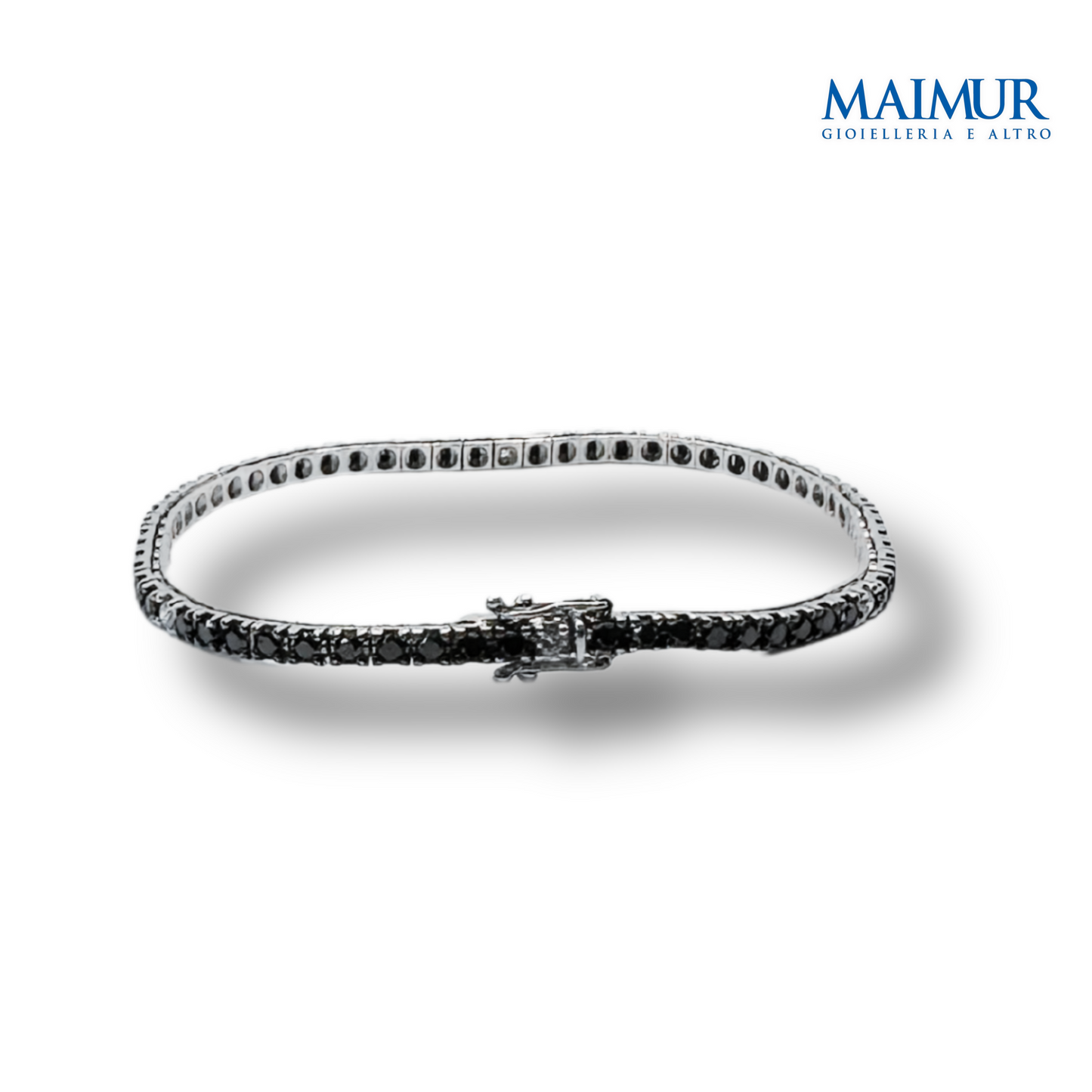 Bracciale Tennis Oro Bianco 13,5 gr e Diamanti Neri 3,84 ct alternati Diamanti Bianchi 0,35 ct