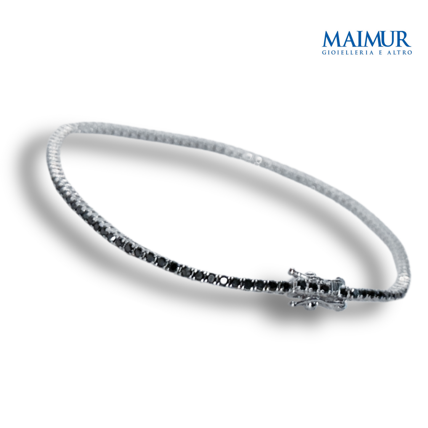 Bracciale Tennis Oro Bianco 6,25 gr e Diamanti Neri 1,85ct Castone a filo