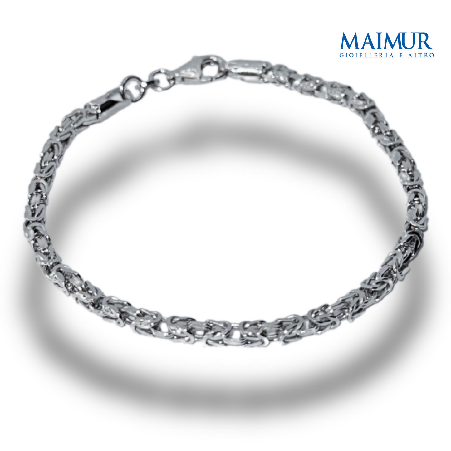 Bracciale Uomo in Argento Rodiato Maglia Bizantina Cap