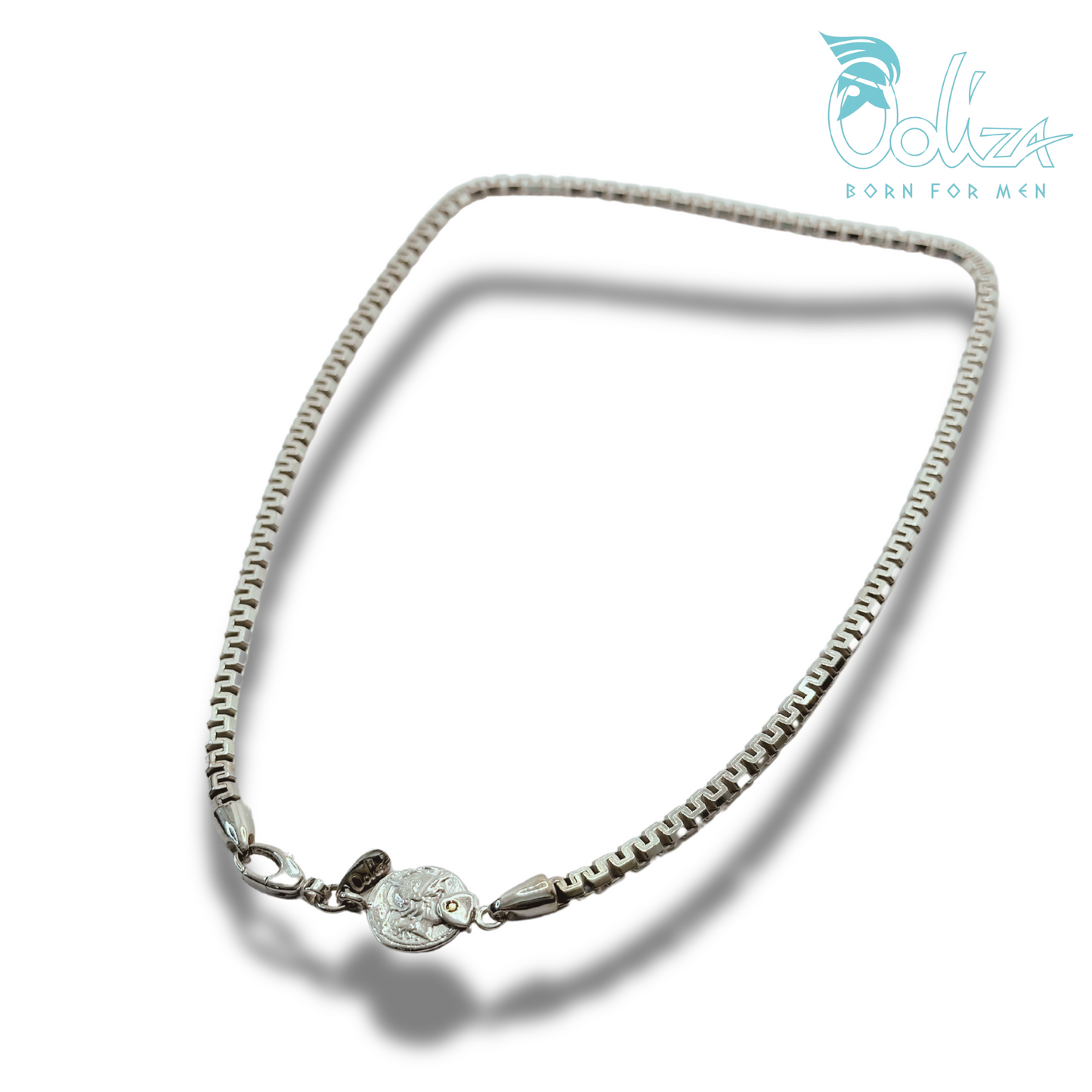 Collana Greca e Diamanti Neri con Medaglia Φ