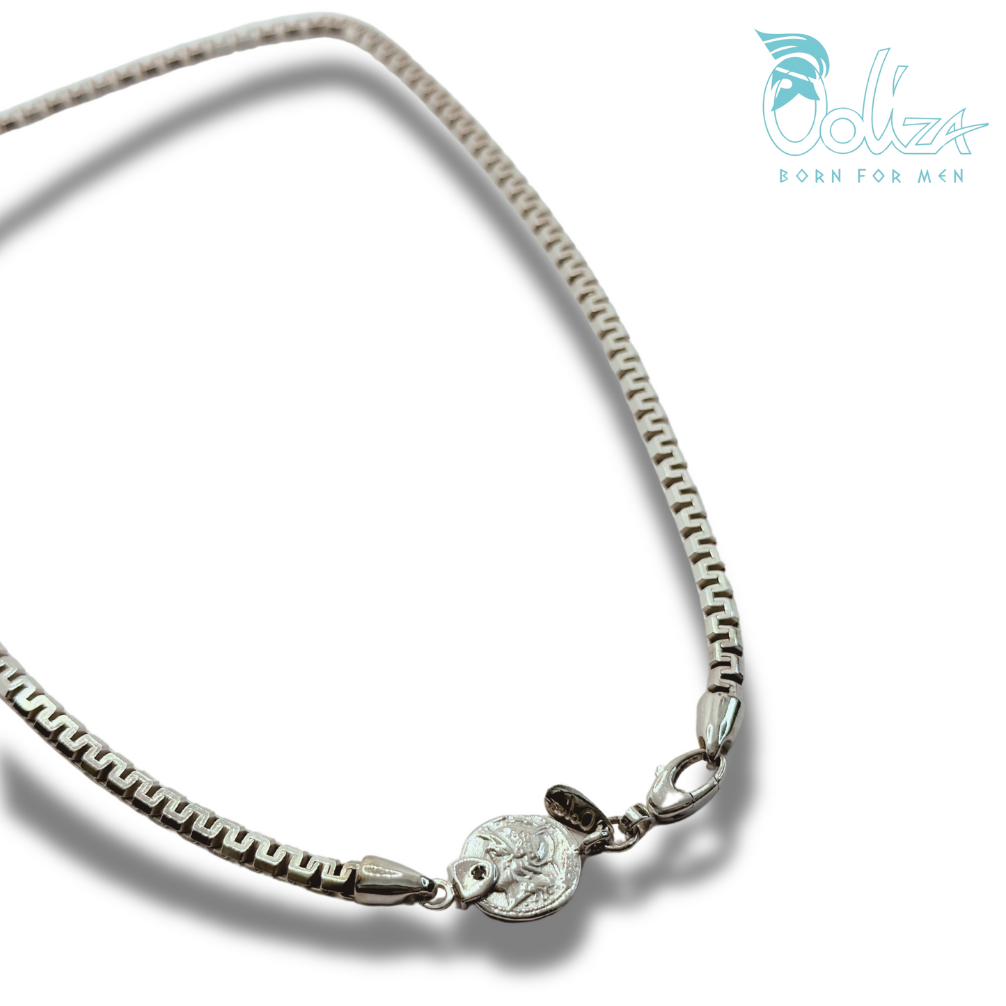 Collana Greca e Diamanti Neri con Medaglia Φ