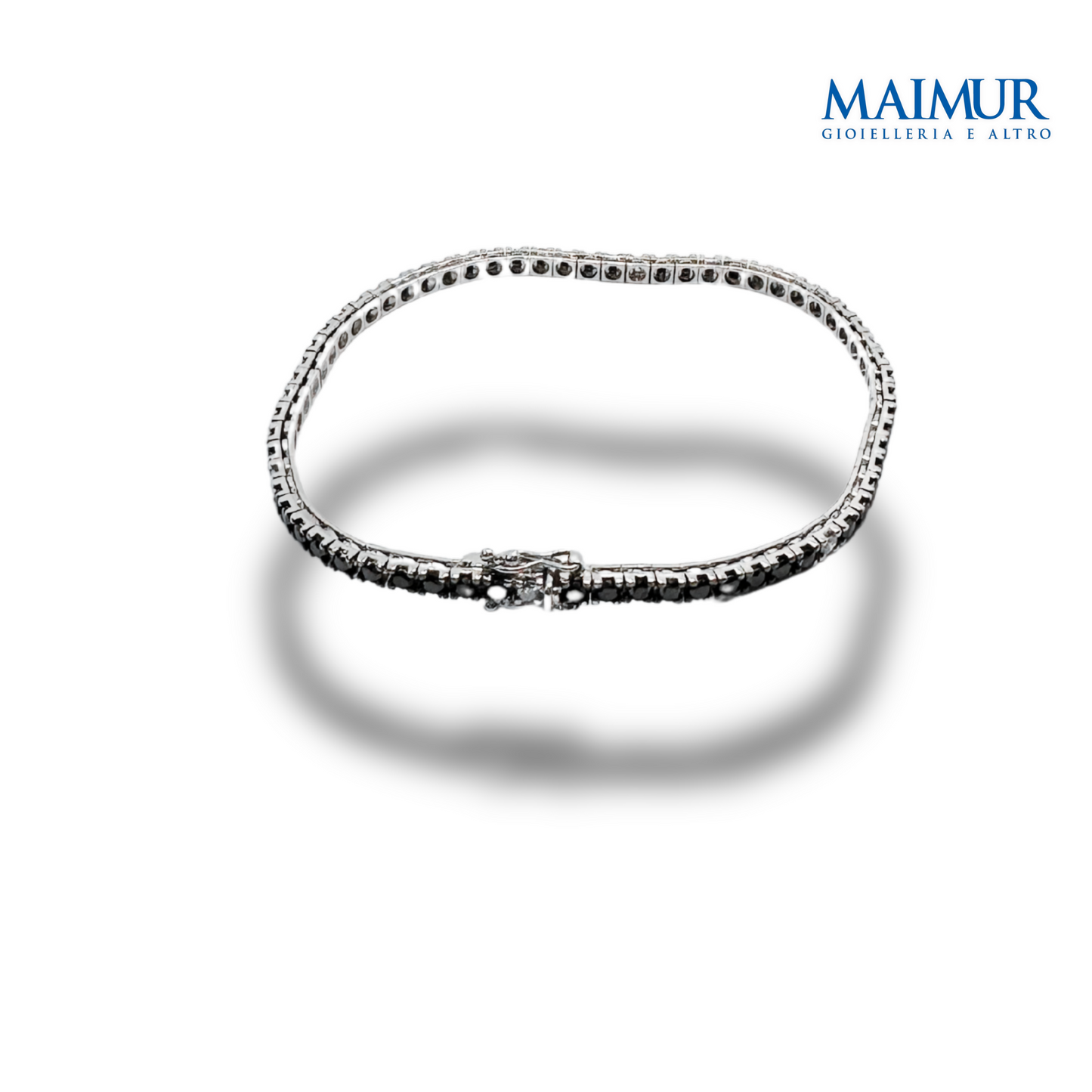 Bracciale Tennis Oro Bianco 13,5 gr e Diamanti Neri 3,84 ct alternati Diamanti Bianchi 0,35 ct