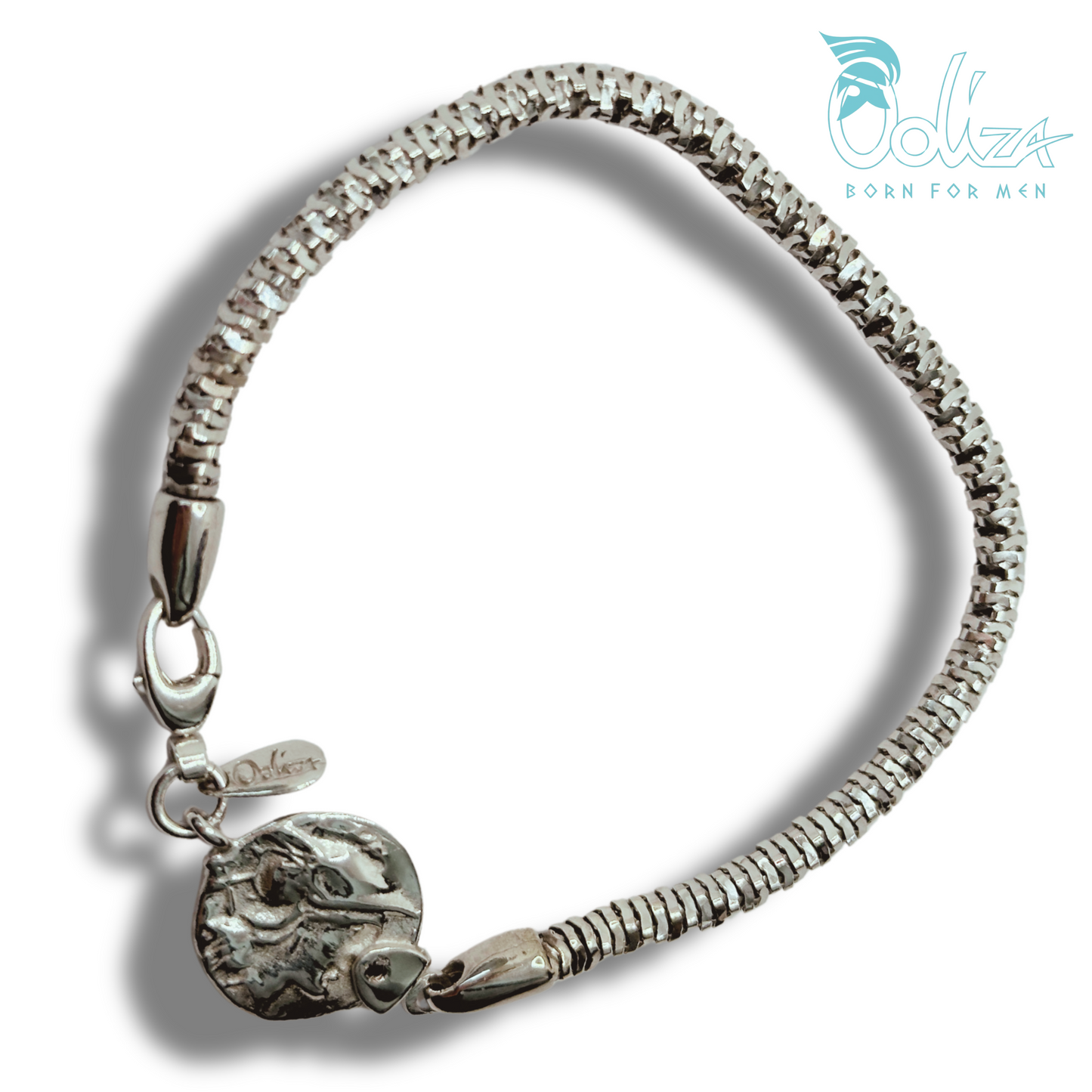 Bracciale Romana e Diamanti Neri con Medaglia Σ