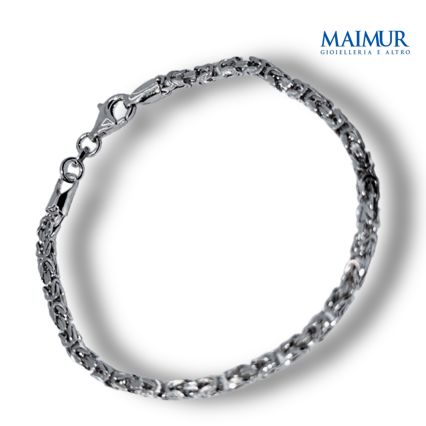 Bracciale Uomo in Argento Rodiato Maglia Bizantina Cap