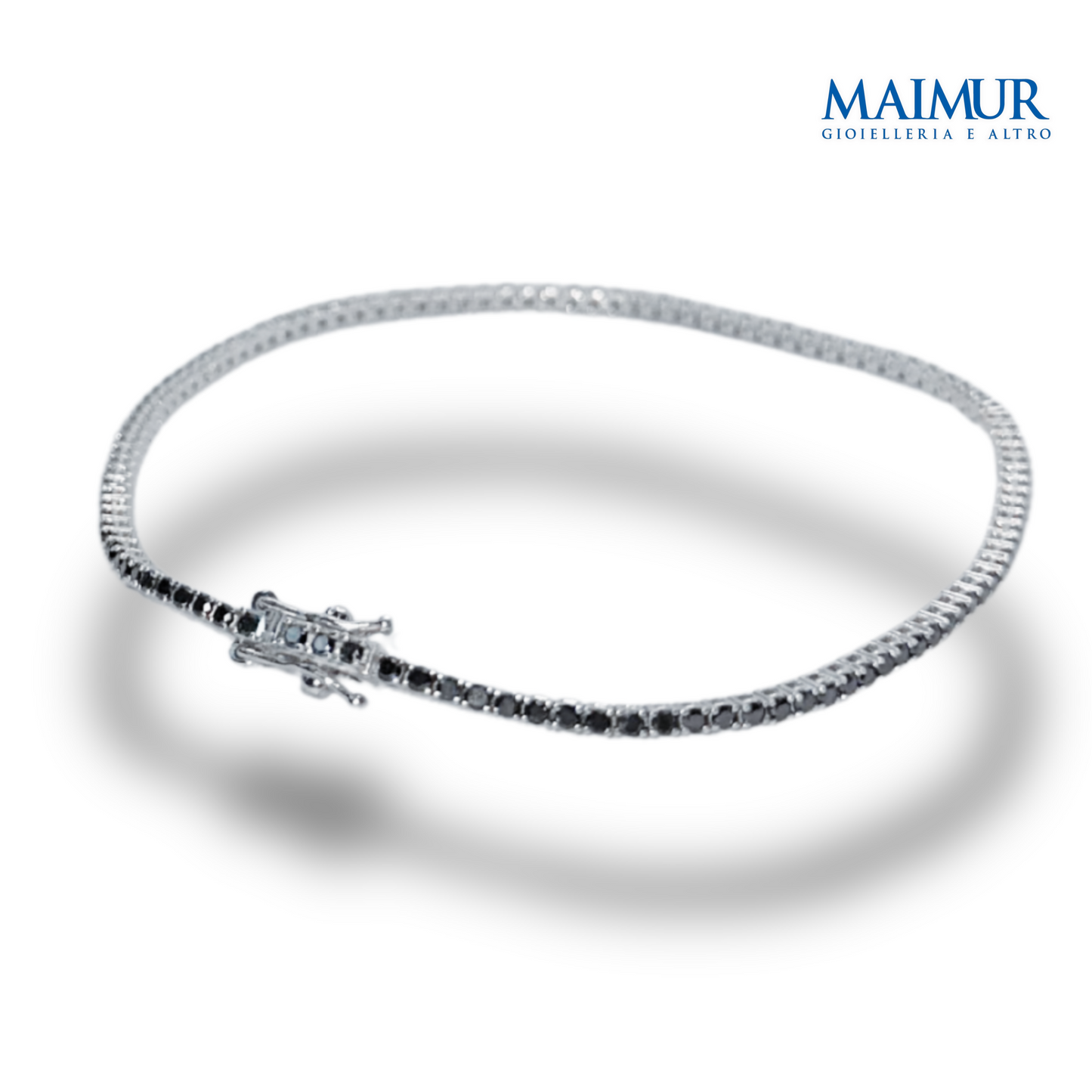 Bracciale Tennis Oro Bianco 6,25 gr e Diamanti Neri 1,85ct Castone a filo
