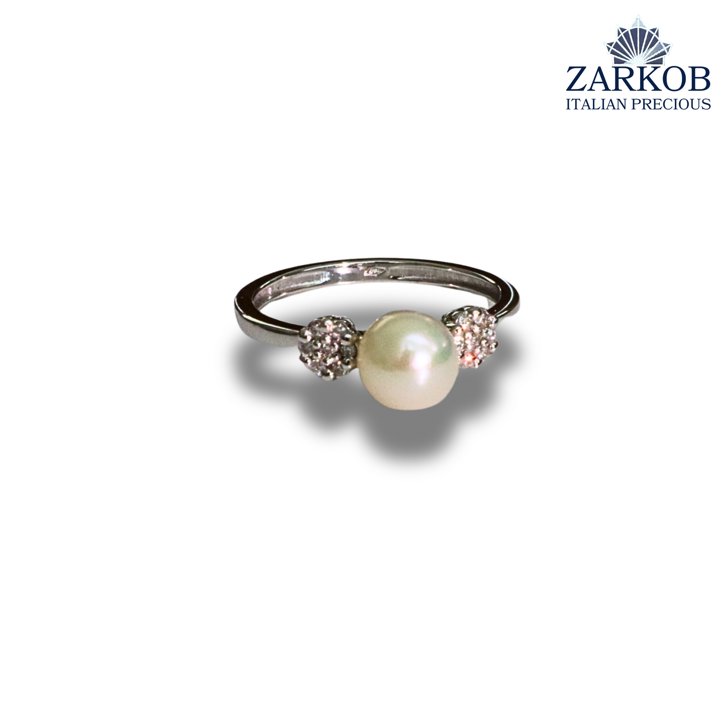 Anello Perla AK 6,5 e Diamanti 0,07 ct