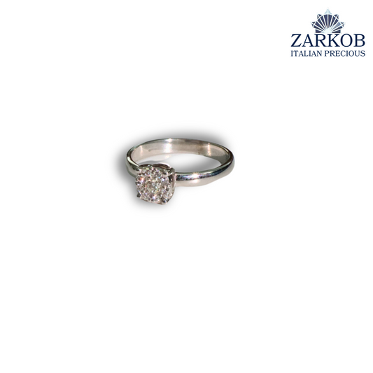 Anello Solitario in Oro Bianco gr. 3,00 e Diamanti Naturali ct. 0,15