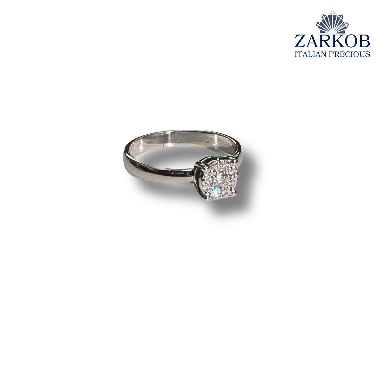 Anello Solitario in Oro Bianco gr. 3,00 e Diamanti Naturali ct. 0,15