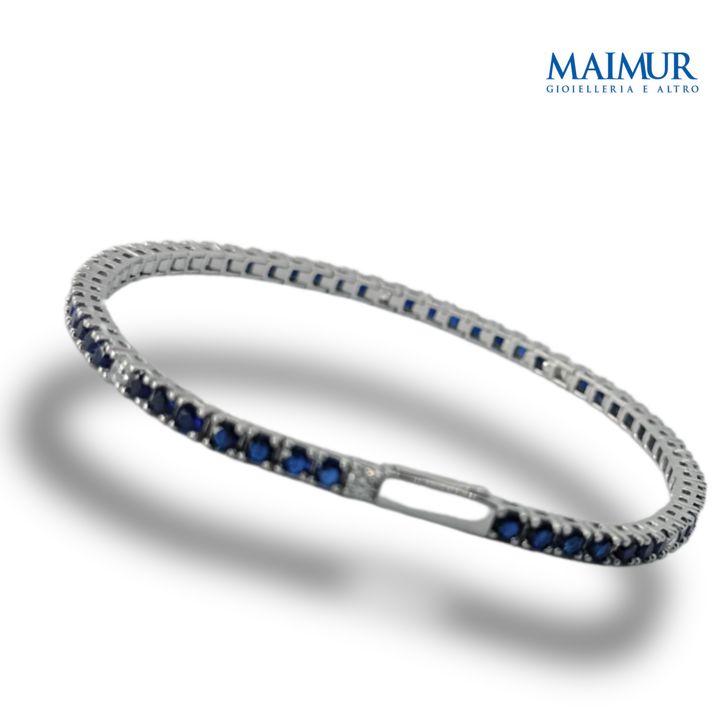 Bracciale Tennis in Argento Rodiato con Zirconi Blu e Bianchi 1,75/2,5 mm