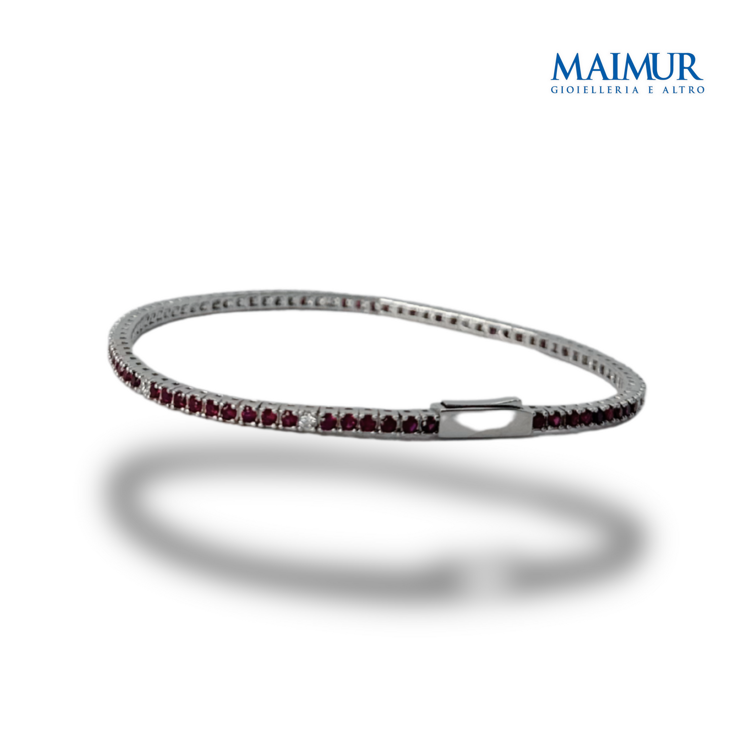 Bracciale Tennis in Argento Rodiato con Zirconi Rossi e Bianchi 1,75/2,5 mm