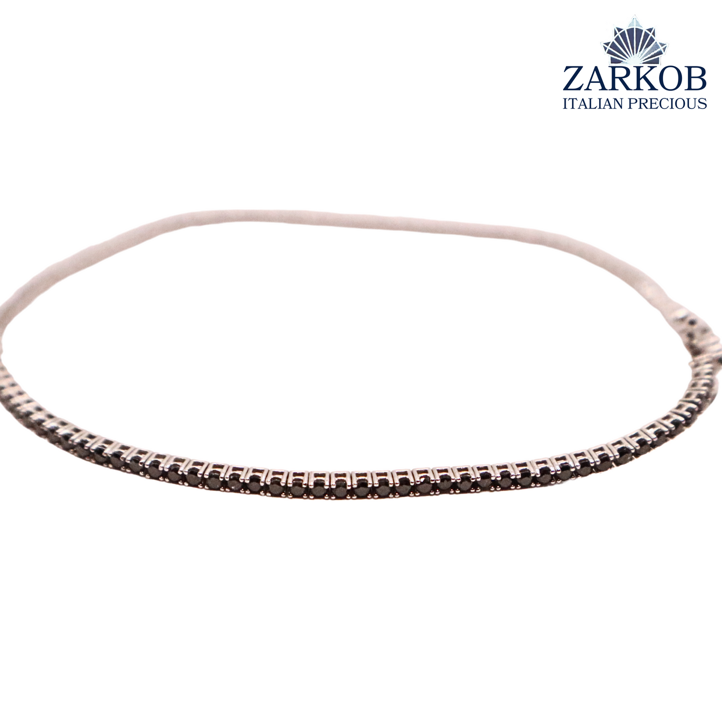 Bracciale Tennis Oro Bianco 6,25 gr e Diamanti Neri 1,85ct Castone a filo
