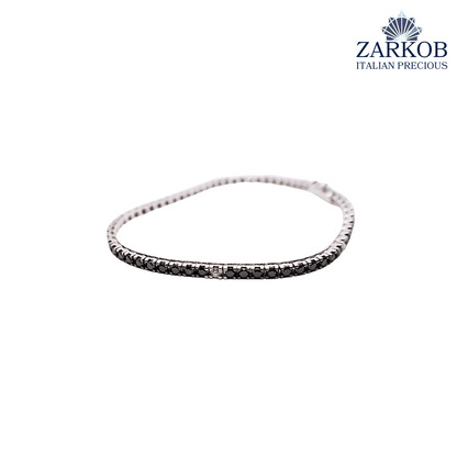 Bracciale Tennis Oro Bianco 13,5 gr e Diamanti Neri 3,84 ct alternati Diamanti Bianchi 0,35 ct