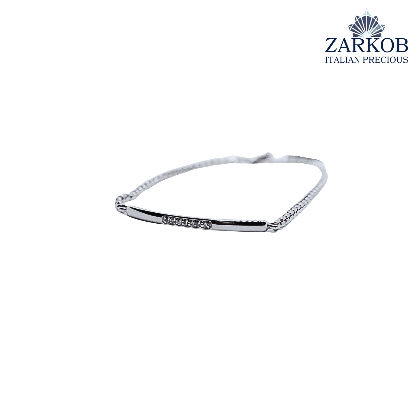 Bracciale Targa Oro Bianco gr 4,20 con Diamanti Bianchi Naturali 0,07 ct.