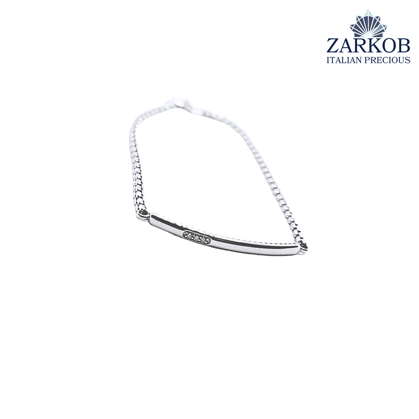 Bracciale Targa Oro Bianco gr 4,20 con Diamanti Bianchi Naturali 0,03 ct.