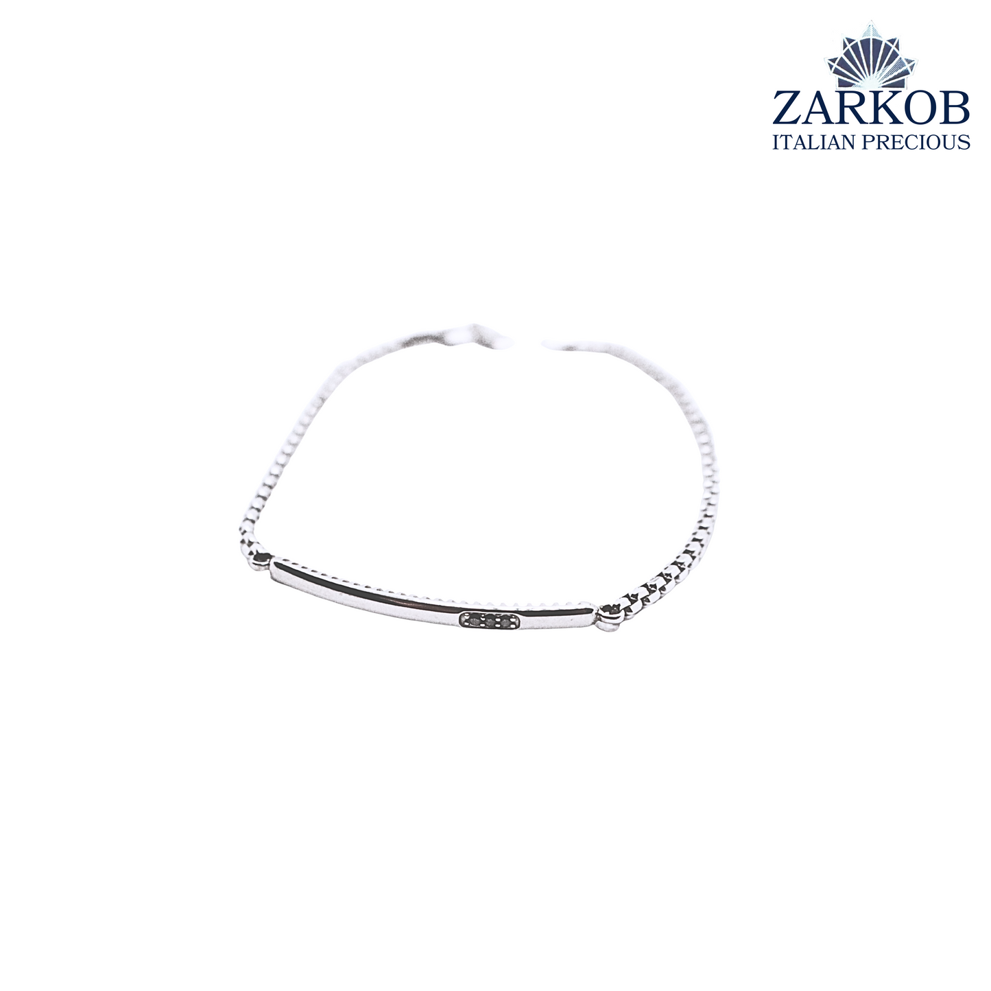 Bracciale Targa Oro Bianco 4,4 gr con Diamanti Neri Naturali ct 0,03