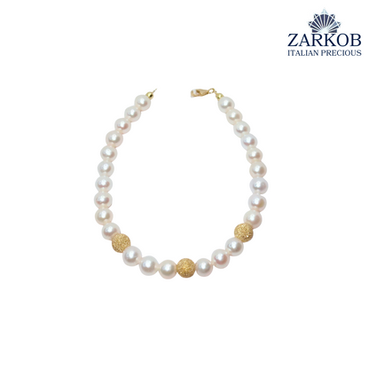 Bracciale Perle FW 3 Sfere Diamantate e Oro Bianco/Giallo